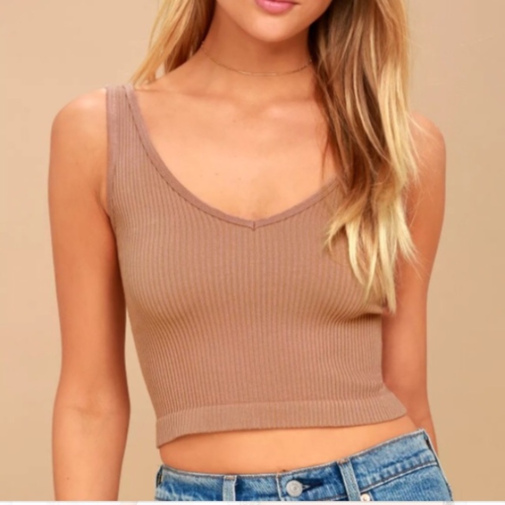 Free People Ribbed Brami Cropped Cami XS